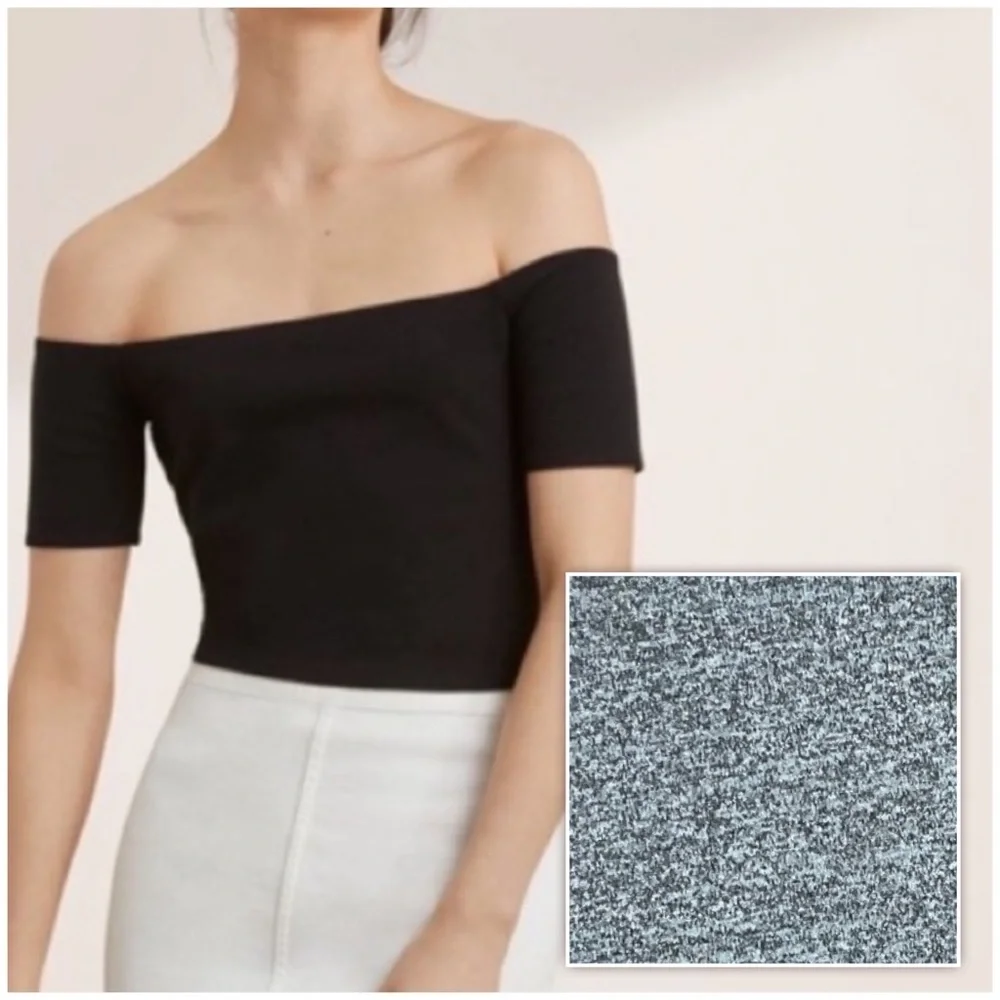 Aritzia Wilfred Free Marbled Grey Bayne Off The Shoulder Cropped Tee Size Medium - Picture 1 of 9